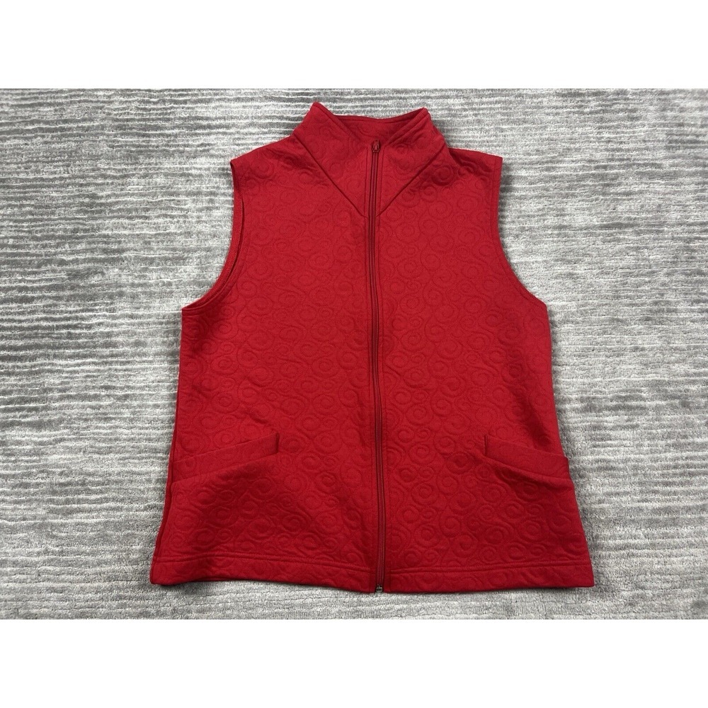 Weekenders Women's Travel Vest Medium Red Zip Pockets Sleeveless Good